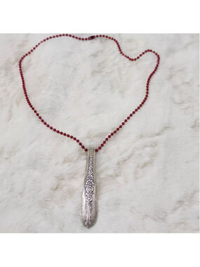 Floral Spoon Pendant Necklace Handmade Fashion Jewelry Ball Chain silverwear
